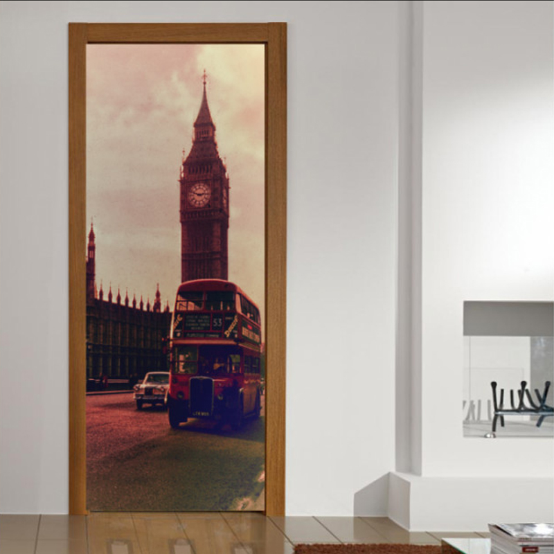Αυτοκόλλητο πόρτας Vintage με Λονδίνο